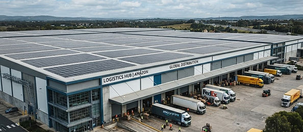 Commercial warehouse rooftop prepared for solar installation