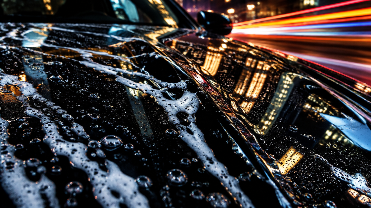 Car detailing at night