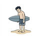Surfer holding his board