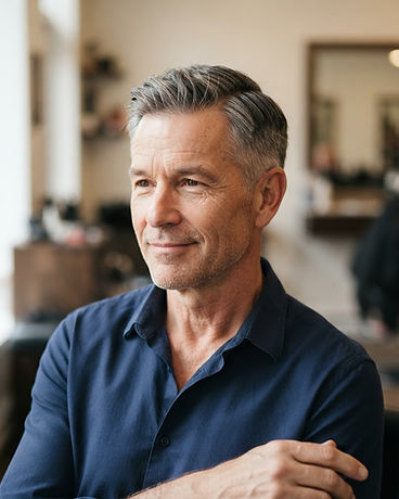 Homme : coupe classique poivre et sel