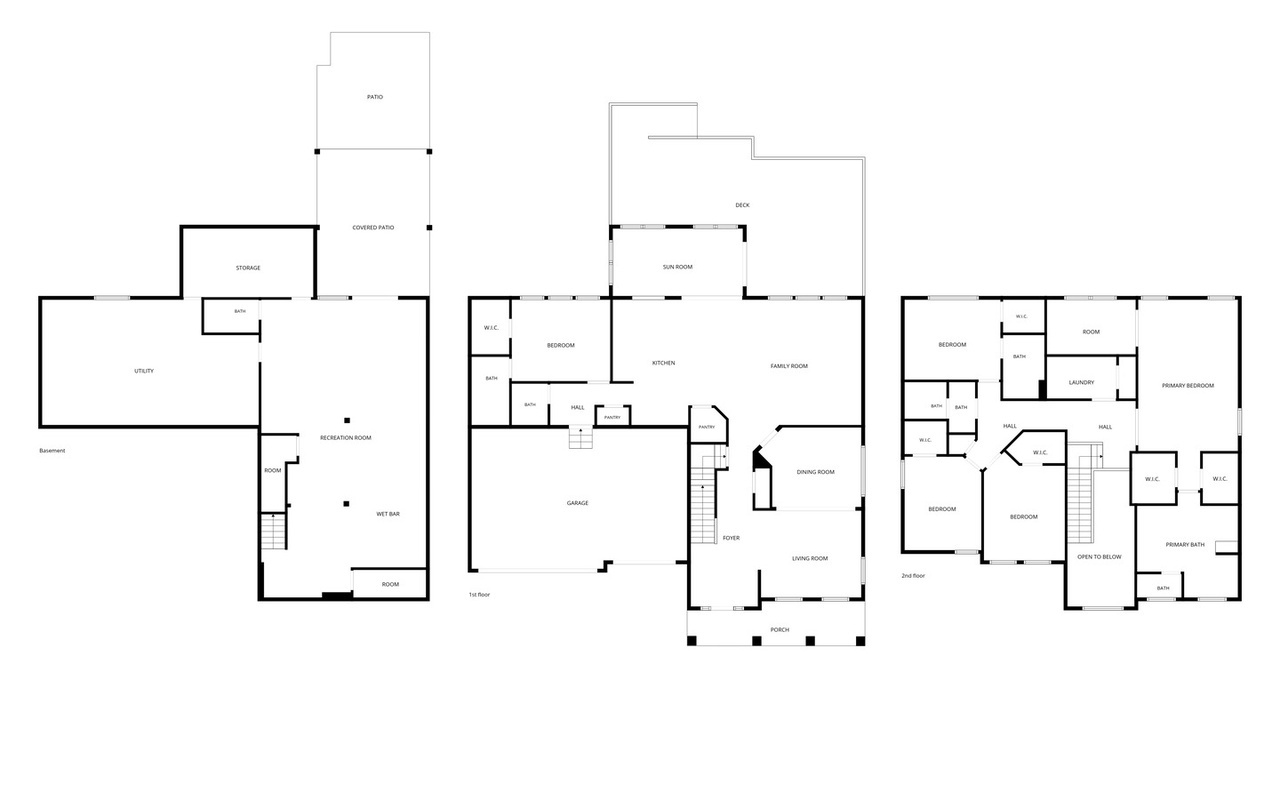 Floor plans of 3527 S Riding Ridge: main floor, second floor and finished walkout lower level
