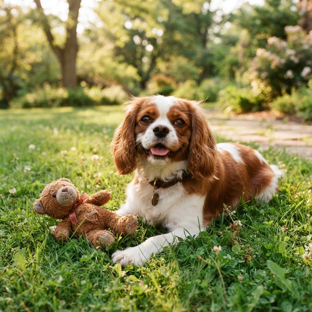 Ruger, a Blenheim Cavalier King Charles Spaniel
