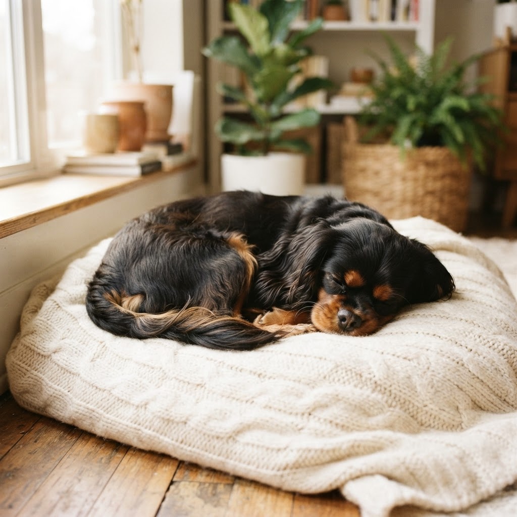 Raven, a Black & Tan Cavalier King Charles Spaniel
