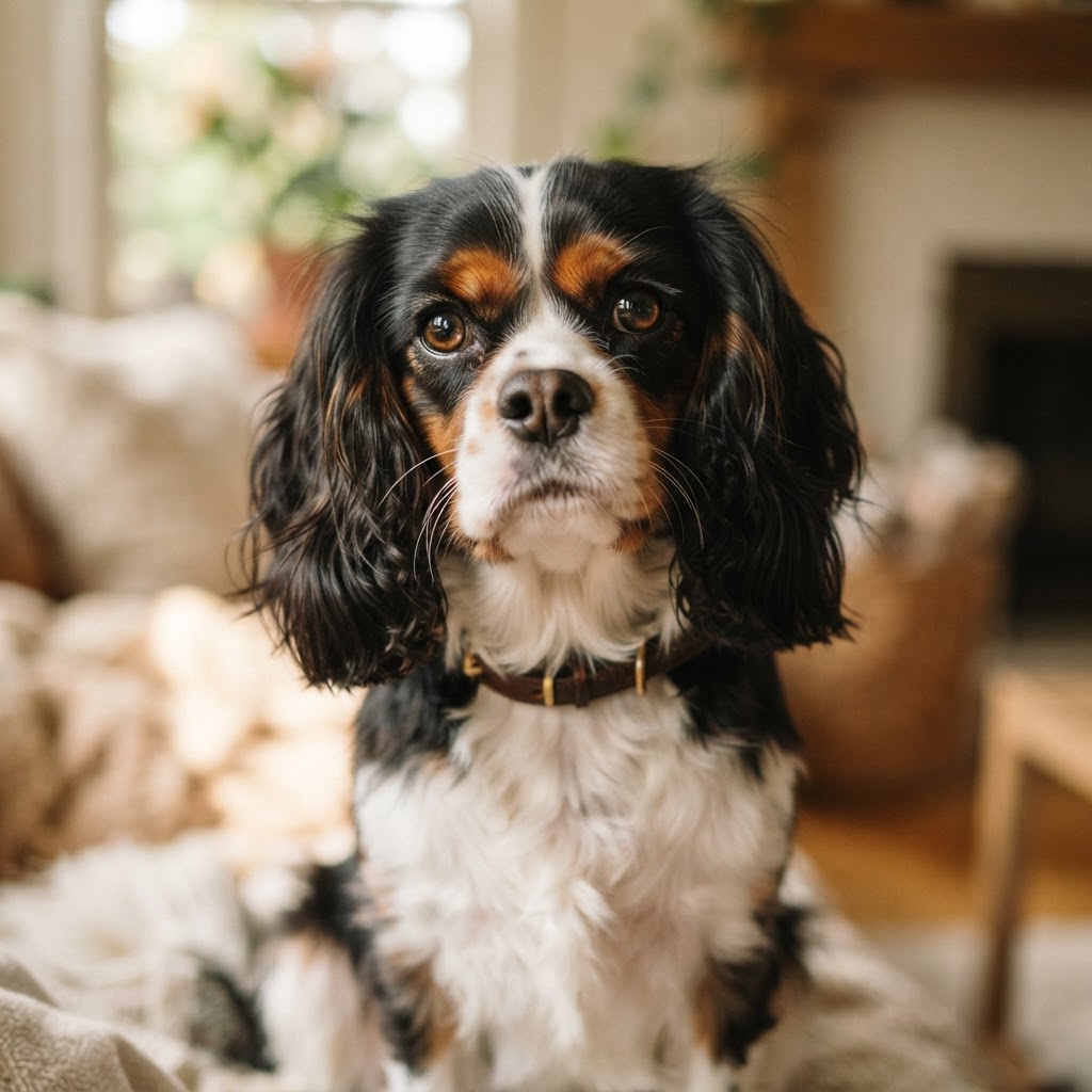 Willow, a Tricolor Cavalier King Charles Spaniel