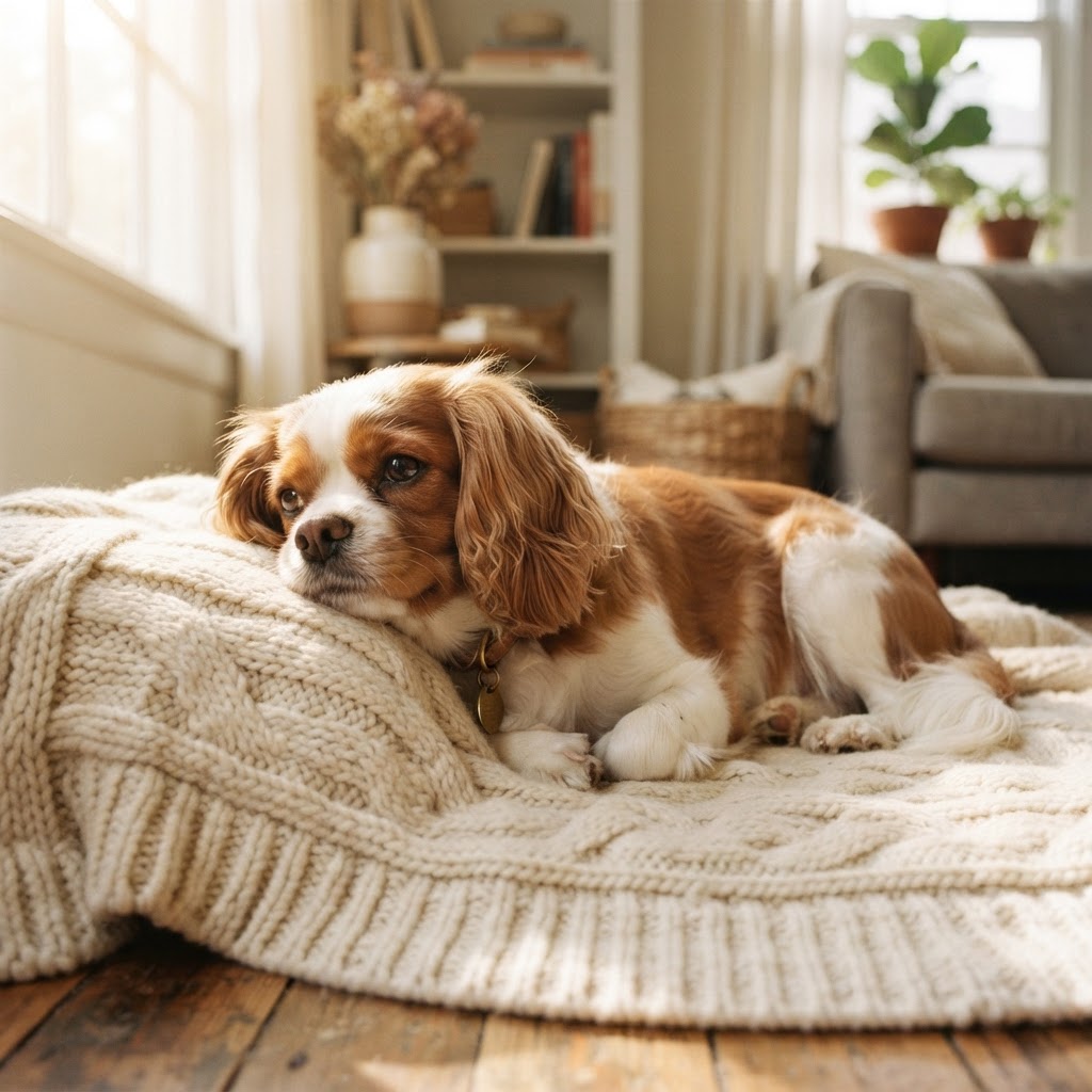 Sasha, a Blenheim Cavalier King Charles Spaniel