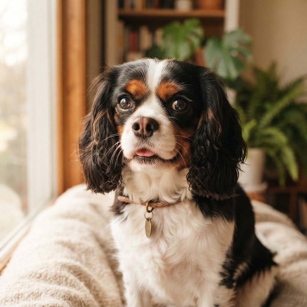 Tory, a Tricolor Cavalier King Charles Spaniel
