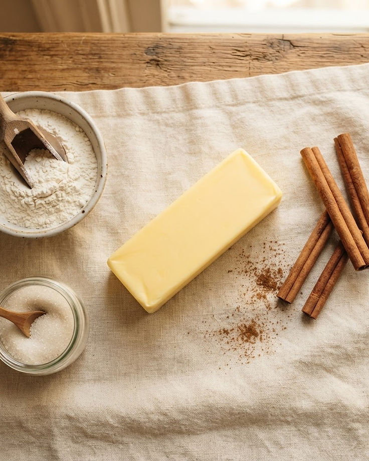 Artisan ingredients for handcrafted cinnamon rolls