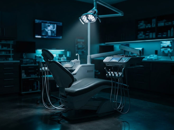 Modern dental chair unit in a clinical setting