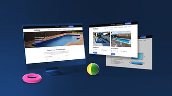 Three views of the TruStyle Pools and Landscaping website shown together.