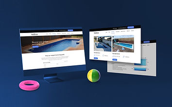 Three views of the TruStyle Pools and Landscaping website shown together.