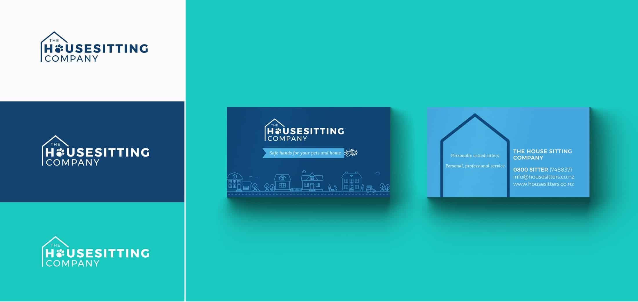 Business cards designed for The Housesitting Company.