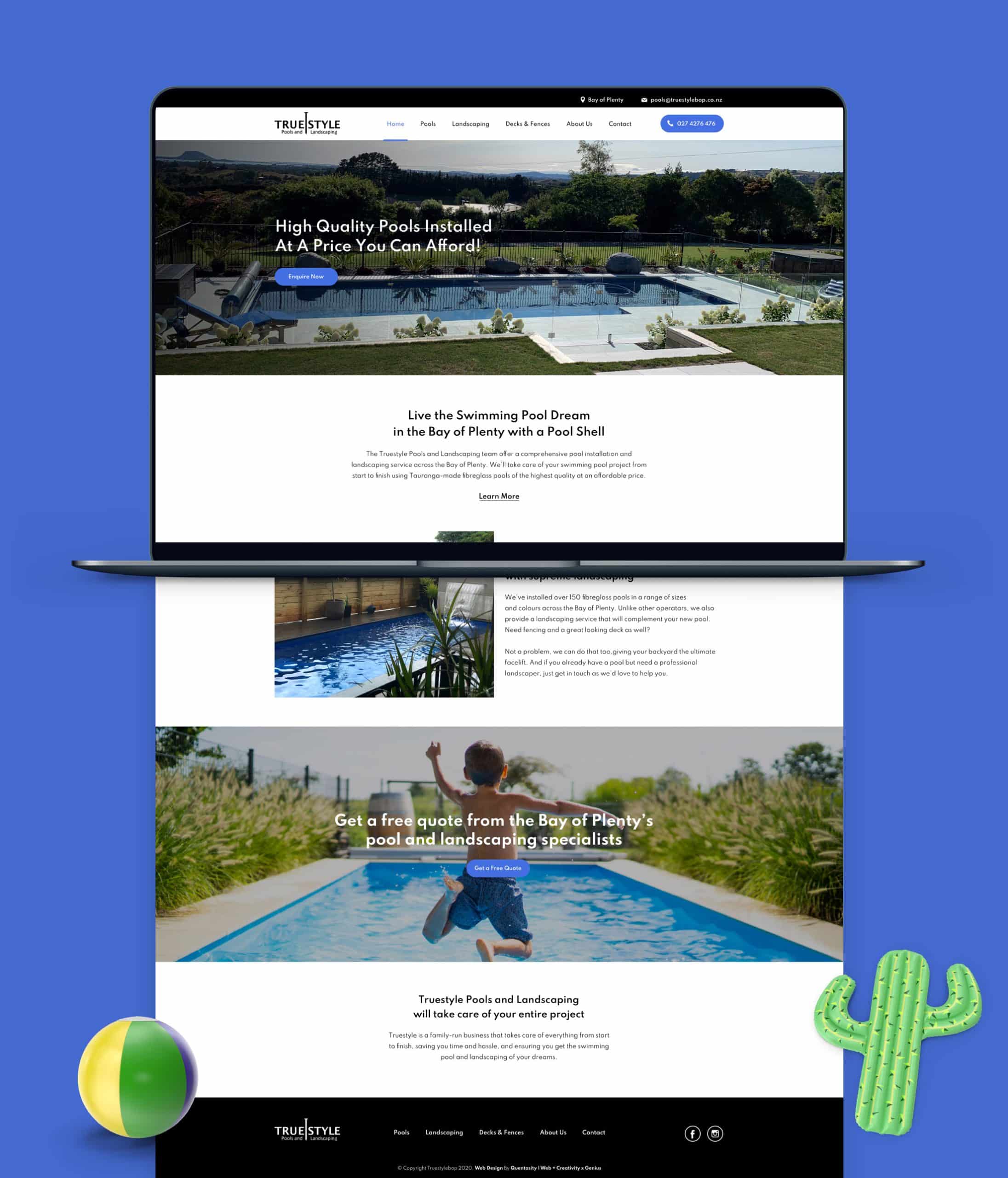 Full-length view of the TruStyle Pools and Landscaping landing page.