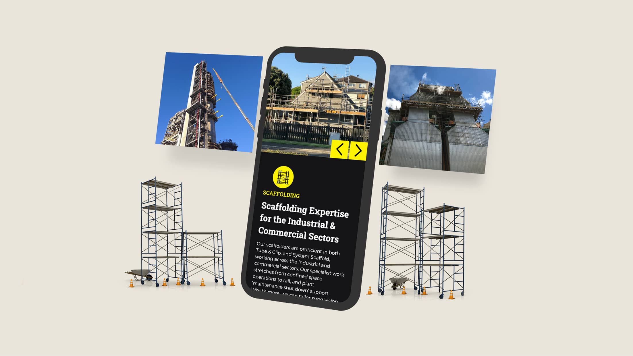 Further view of the Midland Scaffolding & Rigging landing page.