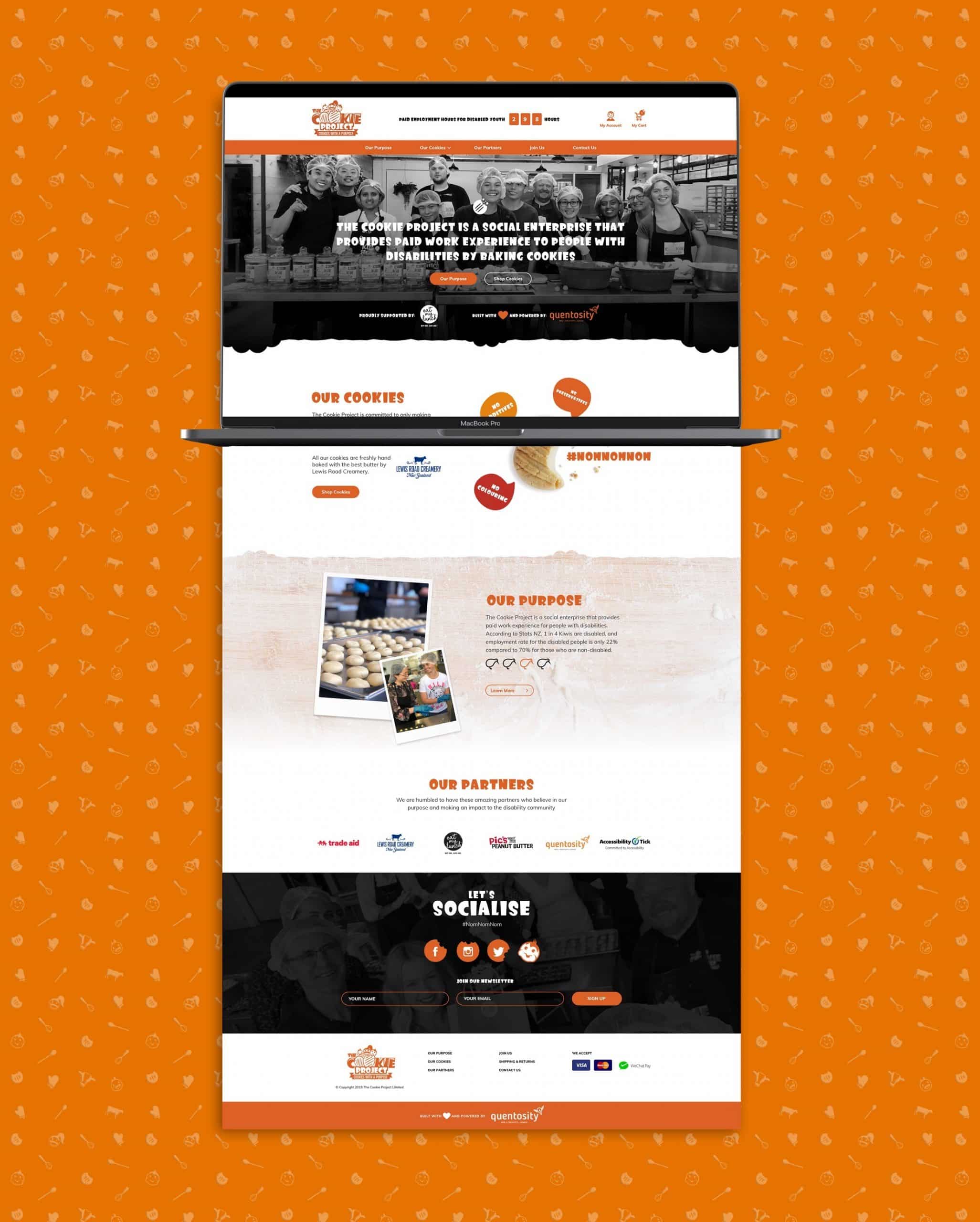 Full-length view of The Cookie Project online store.