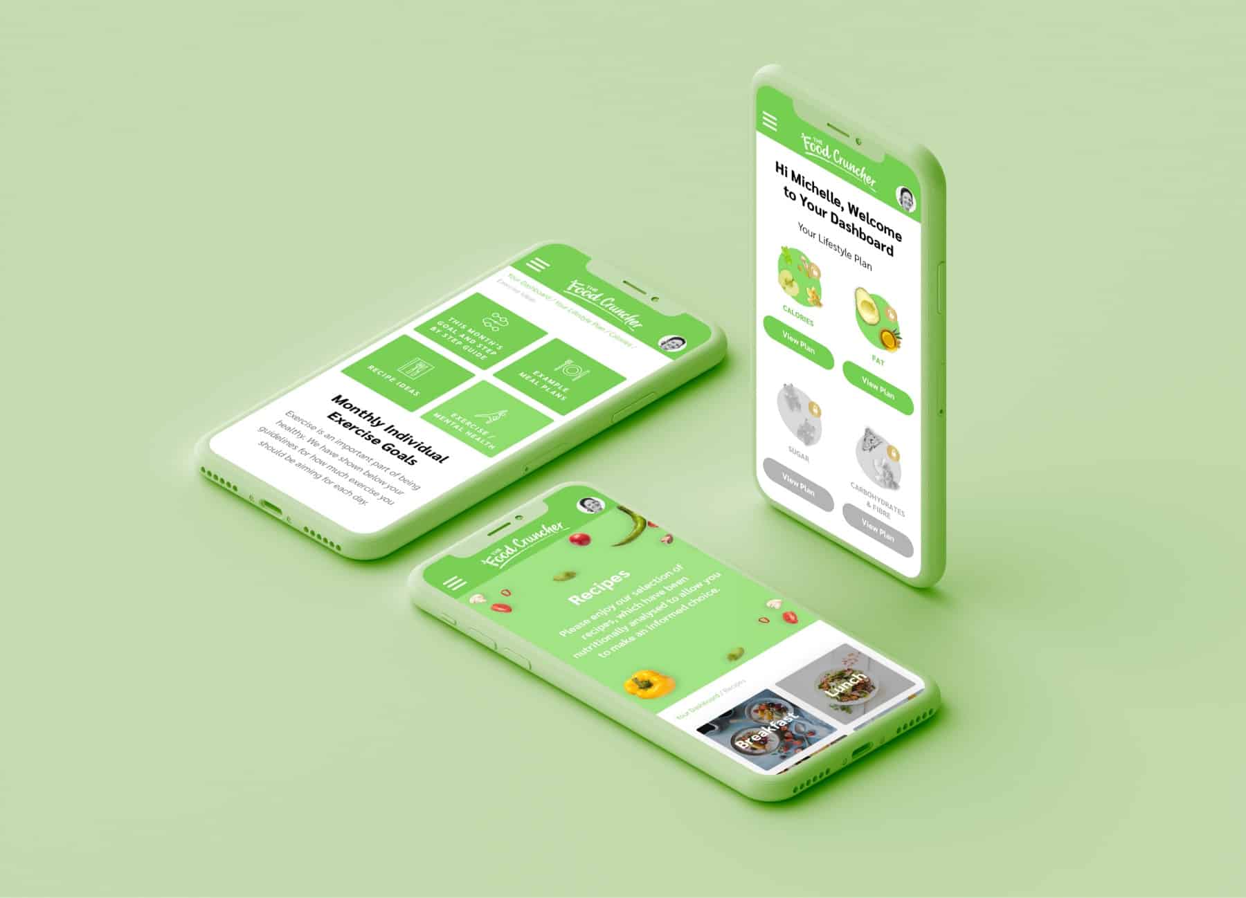 The website designed for The Food Cruncher.