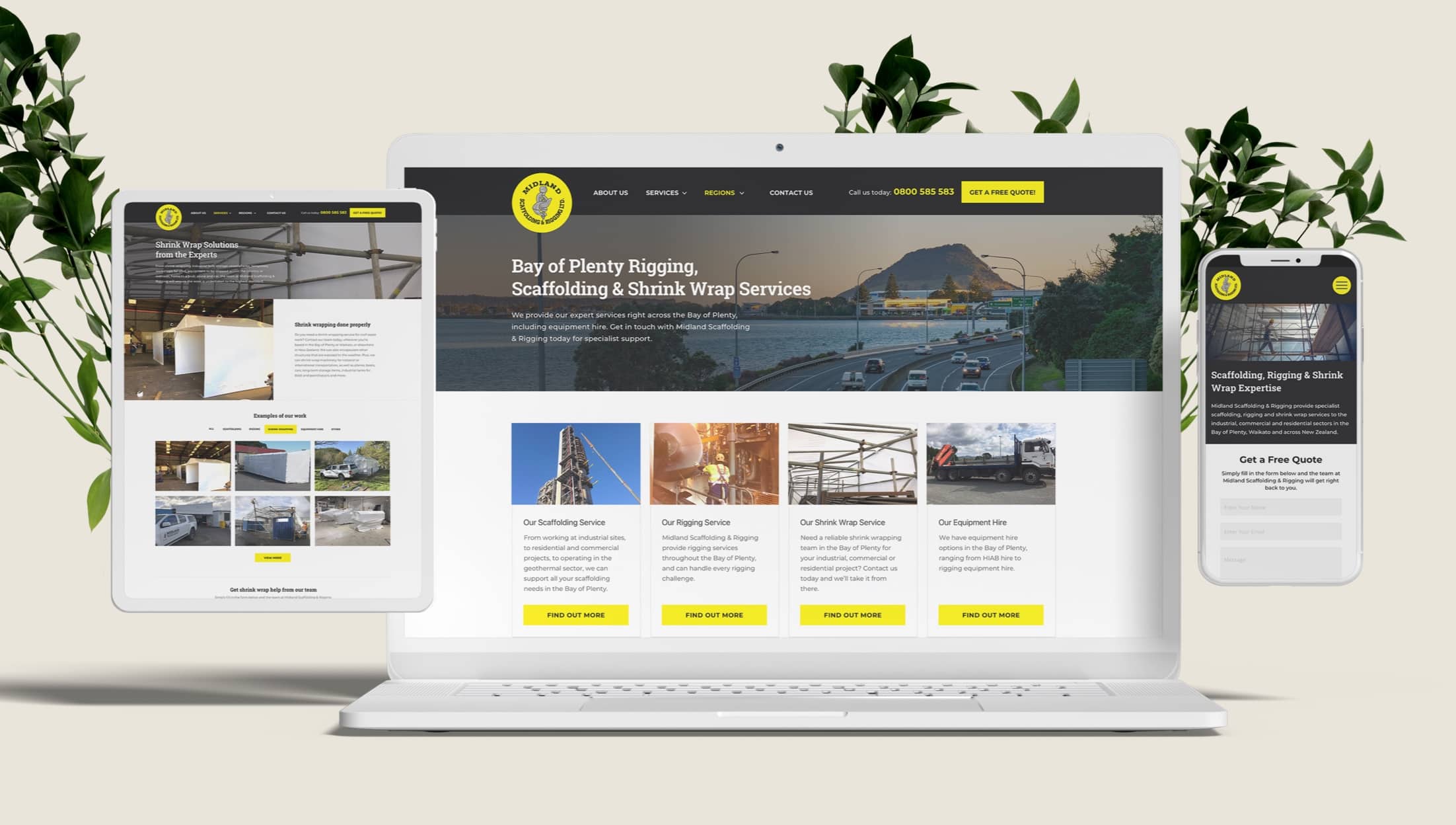 The lead-generation website designed and built for Midland Scaffolding & Rigging.