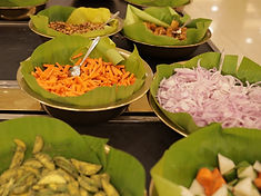 Salad counter on banana leaf – Namma Meenambiga Caterers, Chennai