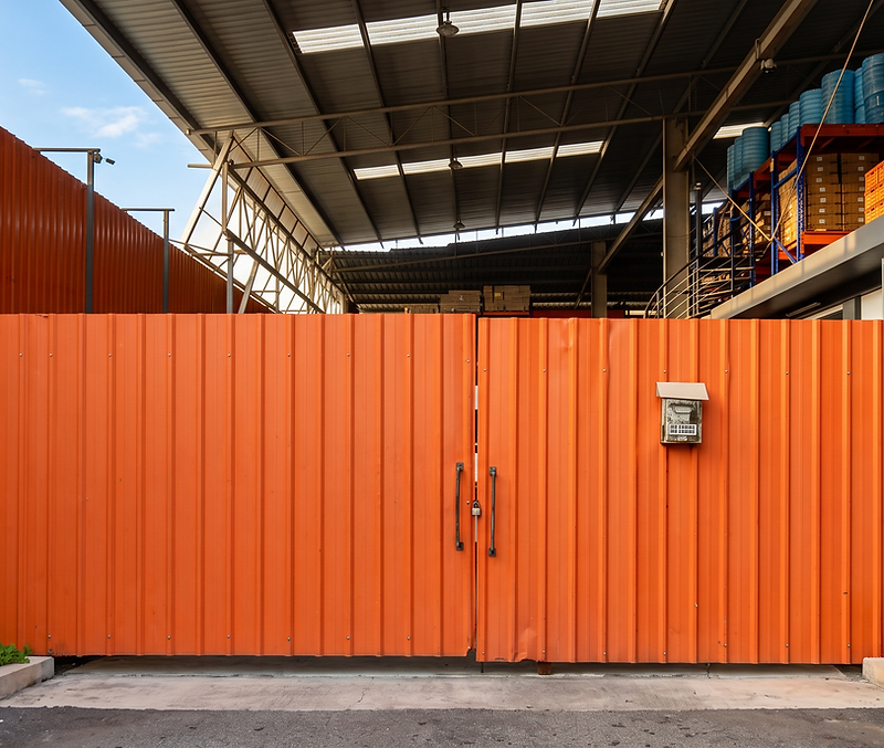 Entrance gate of the KK Floor warehouse