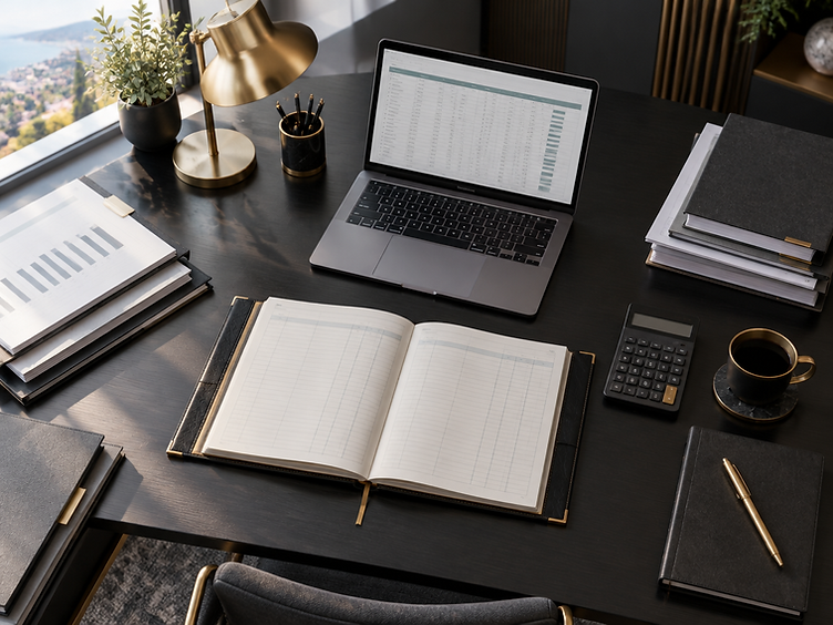A clean, modern accounting workspace