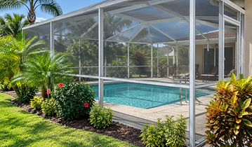 Deltona exterior cleaning: illustrative pool enclosure cleaning scene, not a completed JFH project