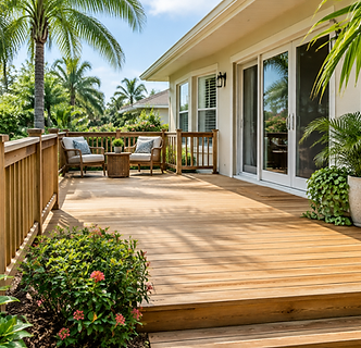 Illustrative wood deck for deck cleaning in DeLand, FL