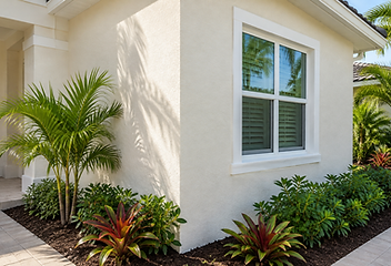Illustrative stucco wall and window for stucco cleaning in DeLand, FL