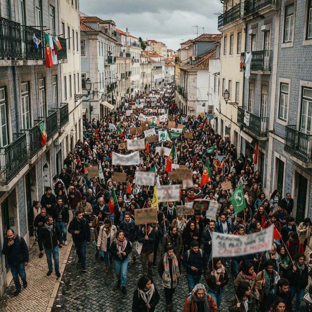 Portugueses saem à rua em protesto contra o custo de vida e a crise na habitação