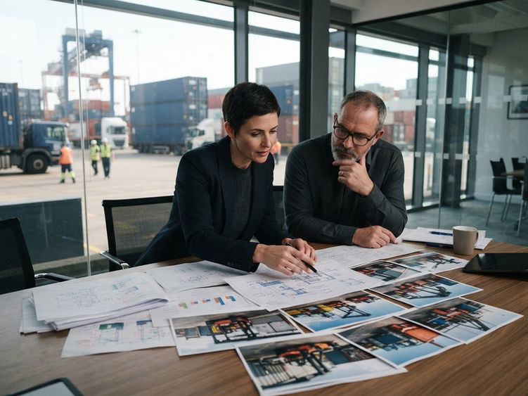 Business professionals reviewing documents