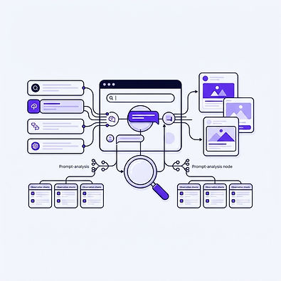 Conceptual illustration of independent AI answers and separate sponsored placements connected to advertising observations.