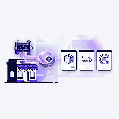 An AI shopping assistant examining product information, delivery, and returns connected to a storefront.