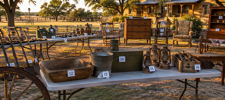 On-site auction setup at a North Texas property