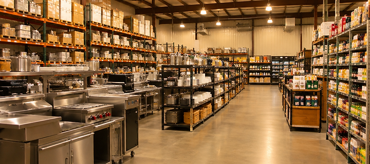Commercial equipment organized for a business liquidation auction