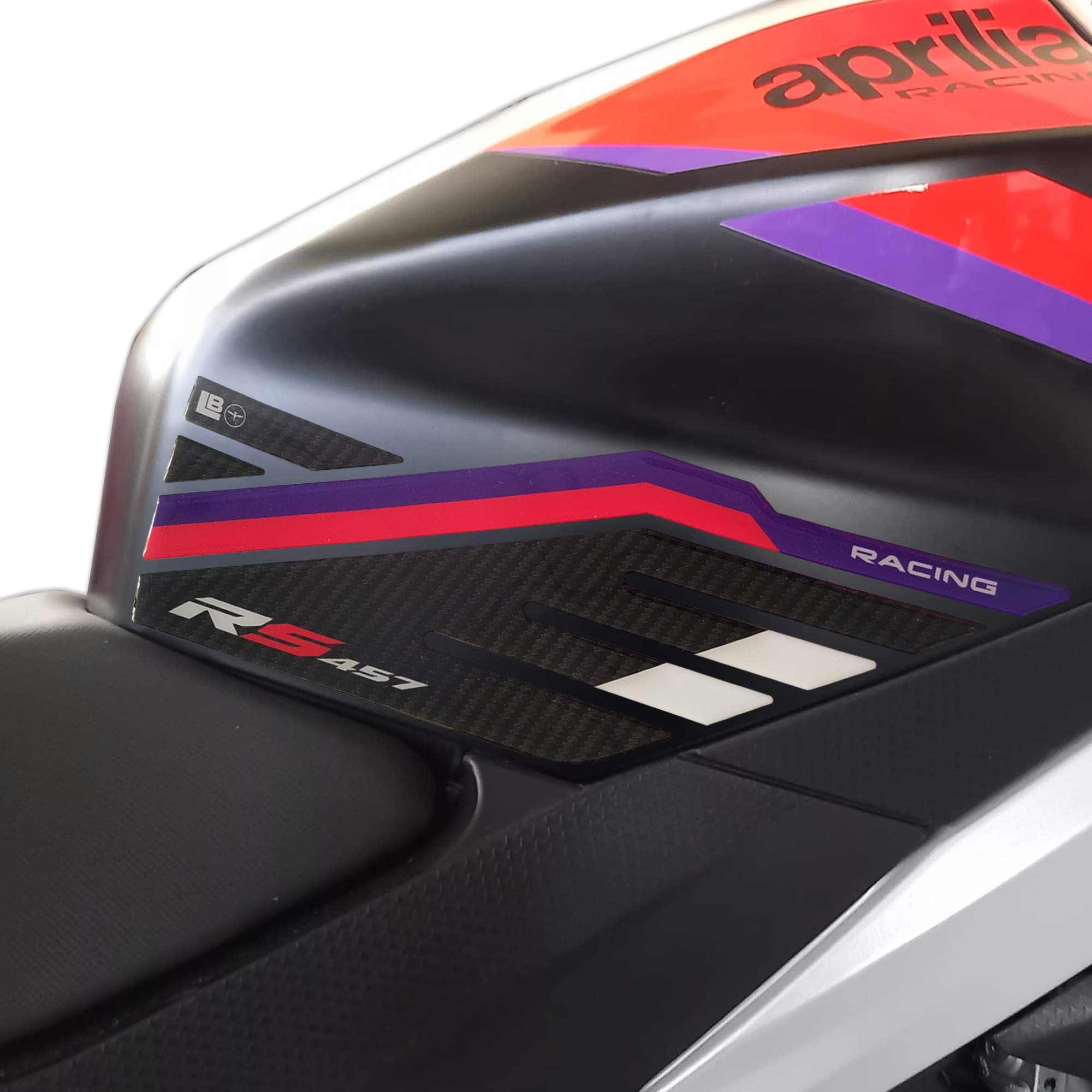 LabelBike 3D Stickers Side Tank Protections Compatible with Aprilia RS 457 2025 - Purple
