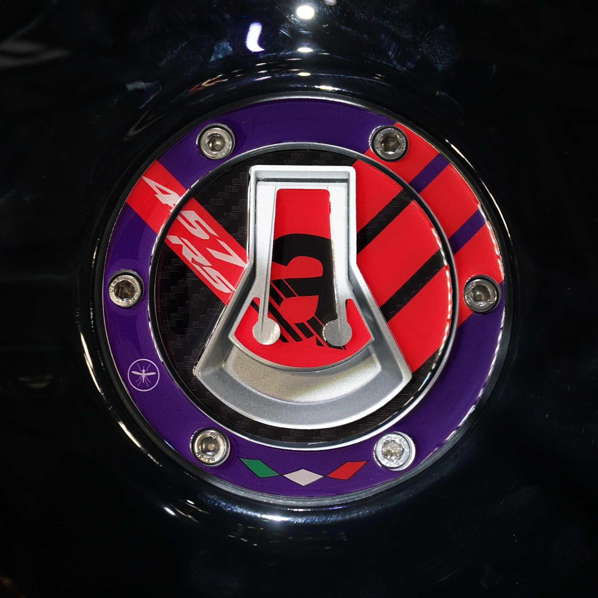 LabelBike 3D Sticker Tank Cap Protection Motorcycle Compatible with Aprilia RS 457 2025 - Purple