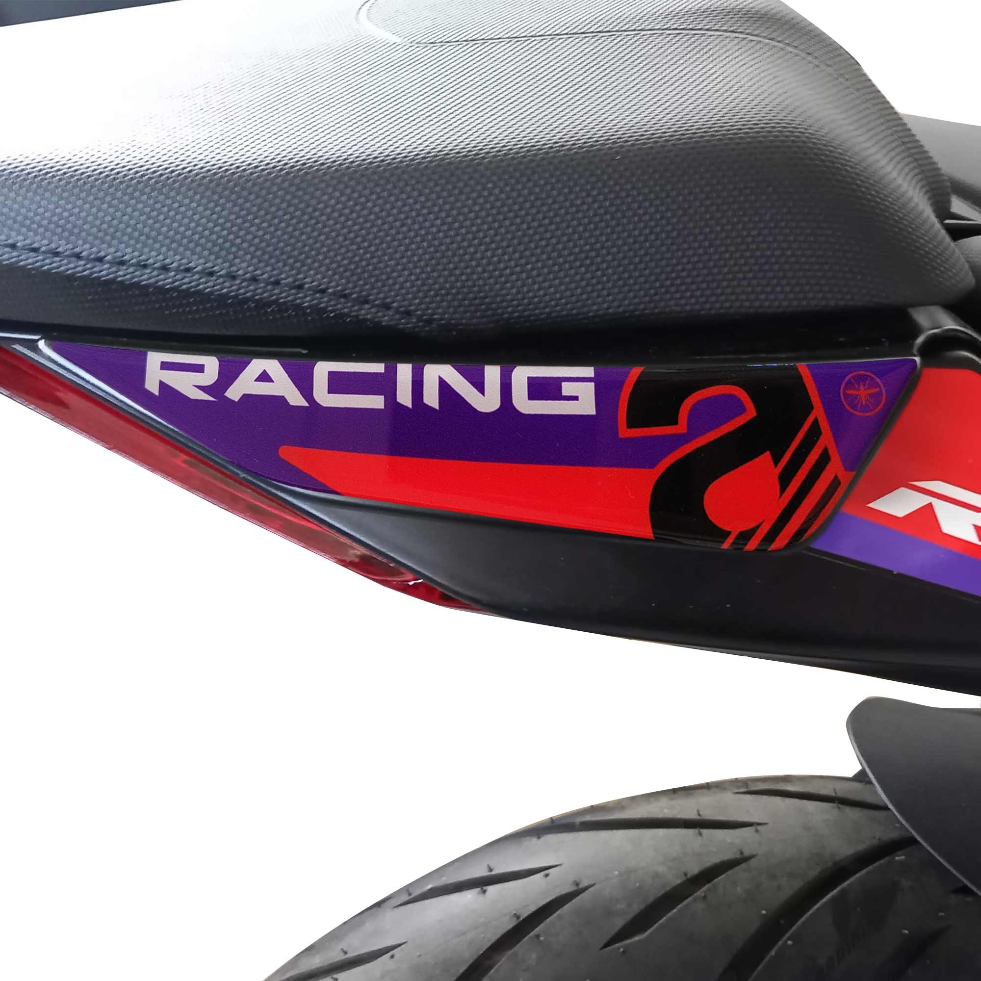 LabelBike 3D Gel Stickers Motorcycle Handlebar Protections Compatible with Aprilia RS 457 2025 - Purple