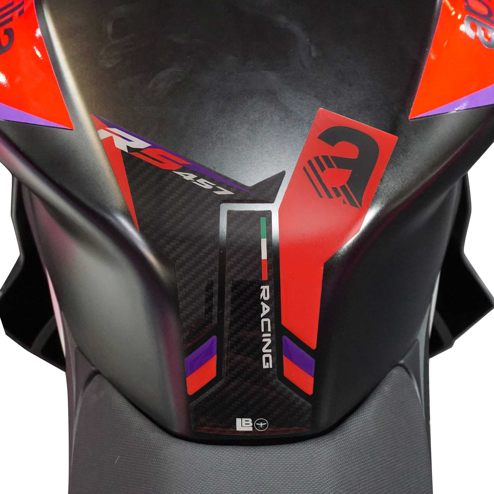 LabelBike 3D Adhesive Tank Pad Motorcycle Protection Compatible with Aprilia RS 457 2025 - Purple