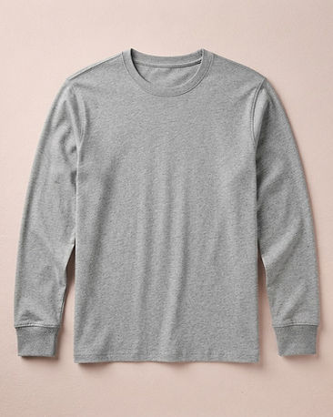 MATILEO Full-Sleeve Cotton Tee — Grey Melange (Grey Melange), product photo