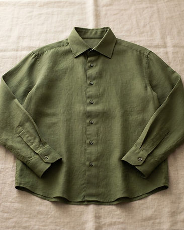 MATILEO Linen Blend Shirt — Olive (Olive), product photo