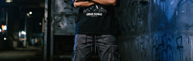 MATILEO streetwear campaign — male model in urban casual wear
