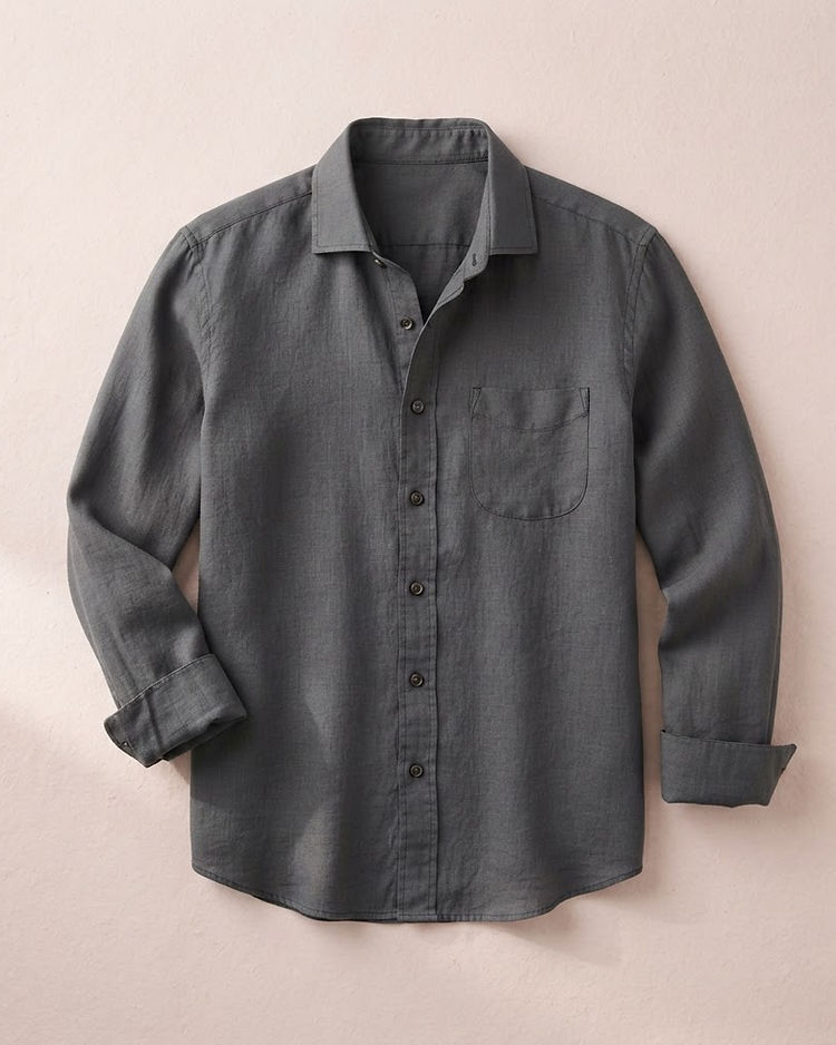 MATILEO Linen Blend Shirt — Charcoal (Charcoal), product photo