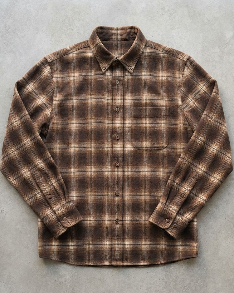 MATILEO Flannel Check Shirt — Brown (Brown), product photo