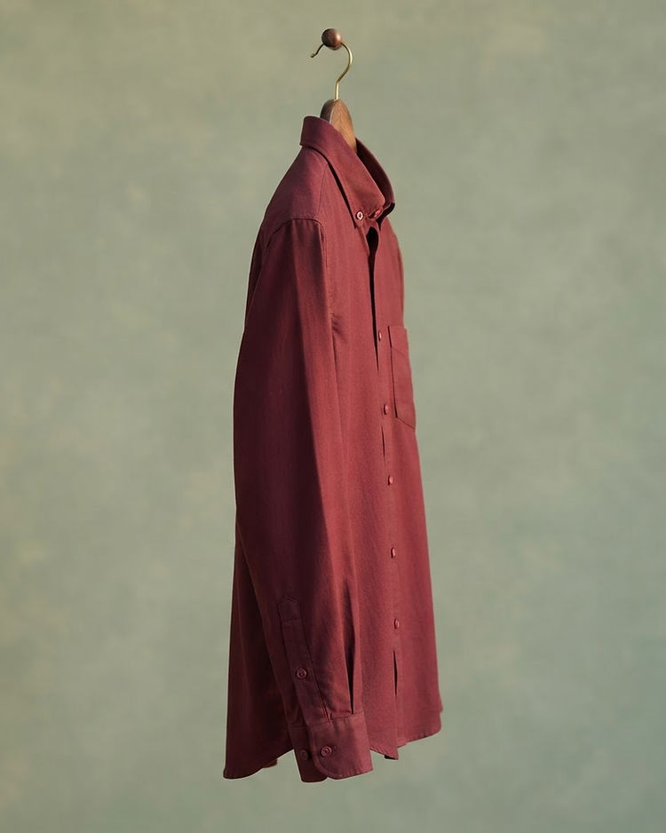 MATILEO Casual Cotton Shirt — Burgundy (Burgundy), product photo