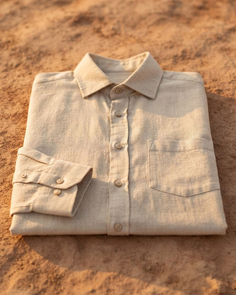 MATILEO Linen Blend Shirt — Sand (Sand), product photo