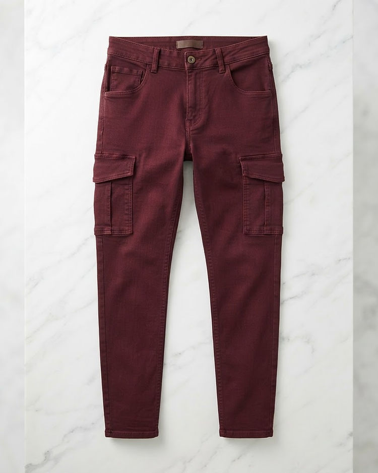 MATILEO Cargo Jeans — Burgundy (Burgundy), product photo