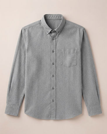 MATILEO Casual Cotton Shirt — Grey Melange (Grey Melange), product photo