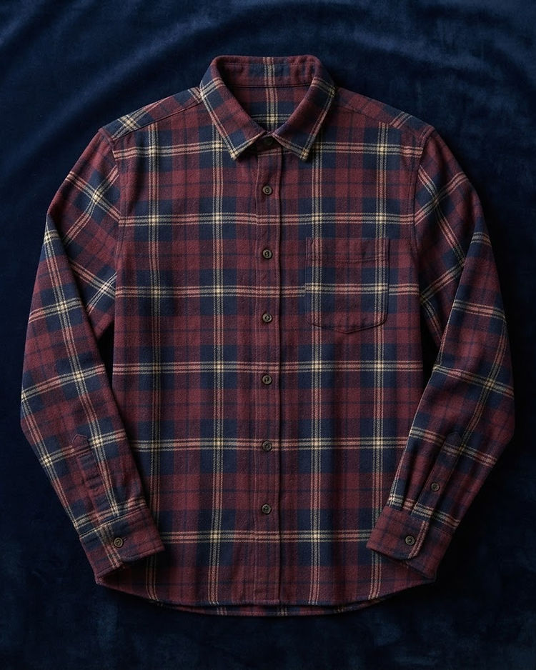 MATILEO Flannel Check Shirt — Burgundy (Burgundy), product photo