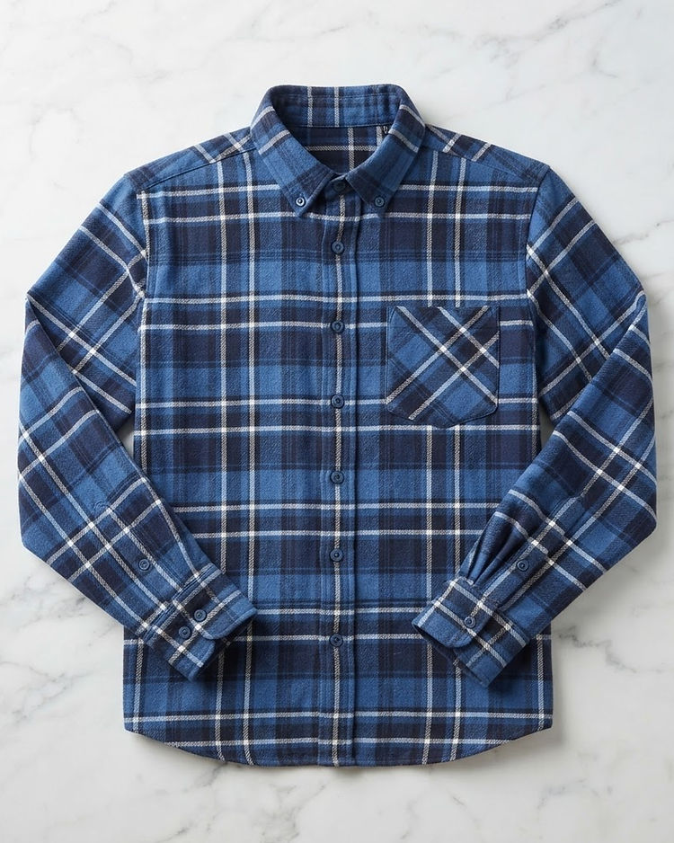 MATILEO Flannel Check Shirt — Cobalt Blue (Cobalt Blue), product photo