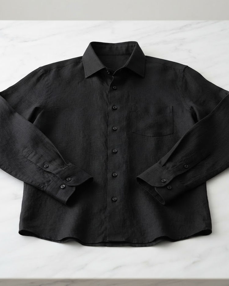 MATILEO Linen Blend Shirt — Black (Black), product photo