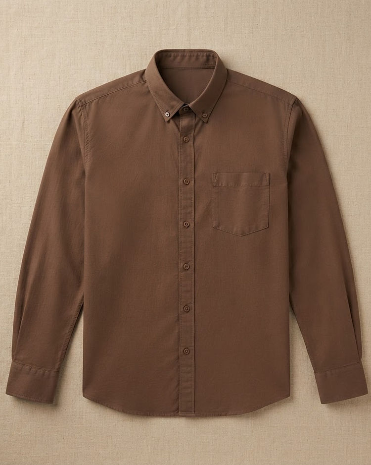MATILEO Casual Cotton Shirt — Brown (Brown), product photo