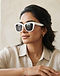 MATILEO Polarized Sunglasses — White (White), worn or held by model